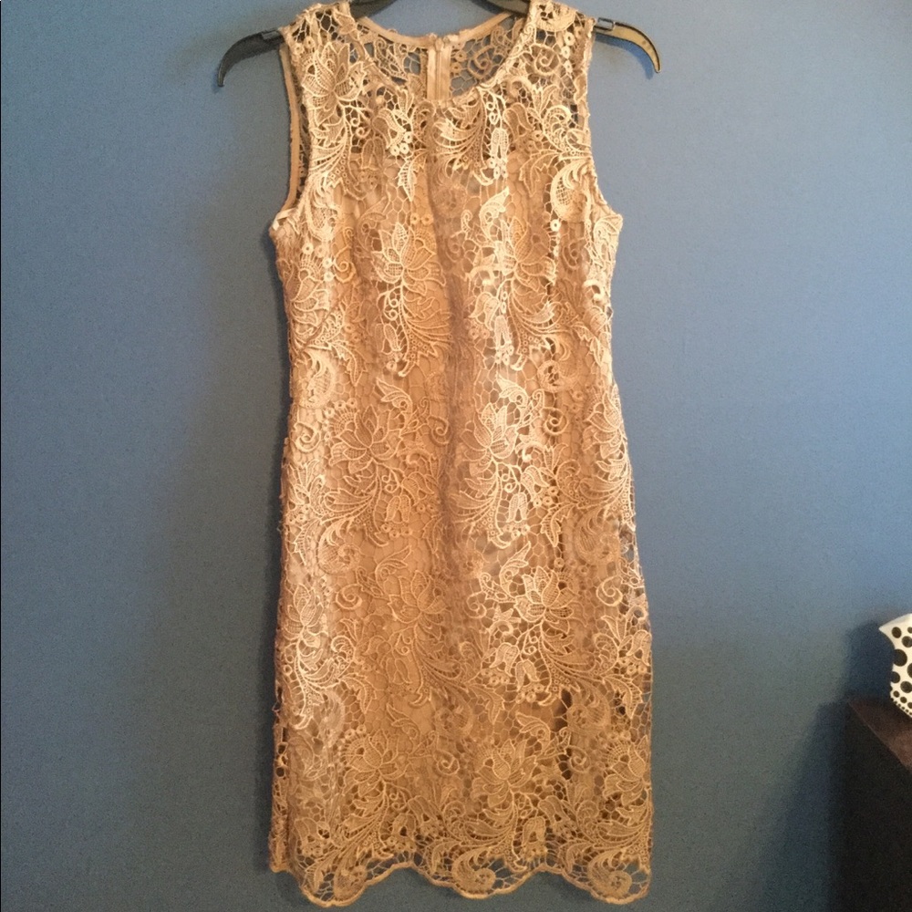 Beige Calvin Klein lace crochet dress